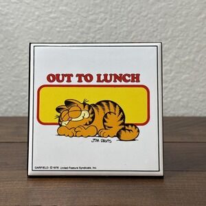 Enesco Vintage Garfield picture frame Trivet "Out to lunch " Made in Taiwan 1978